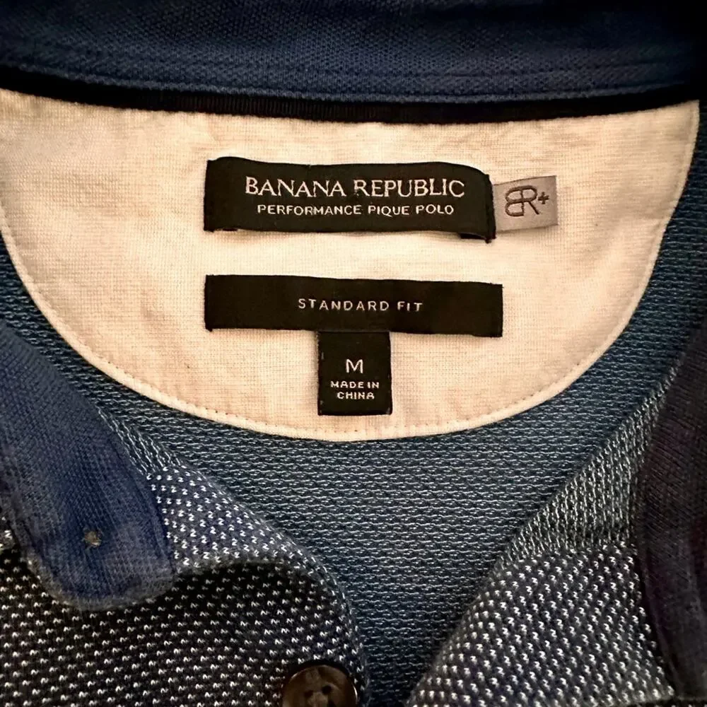Banana Republic Mens Performance Pique Polo Standard Fit Navy, size M
